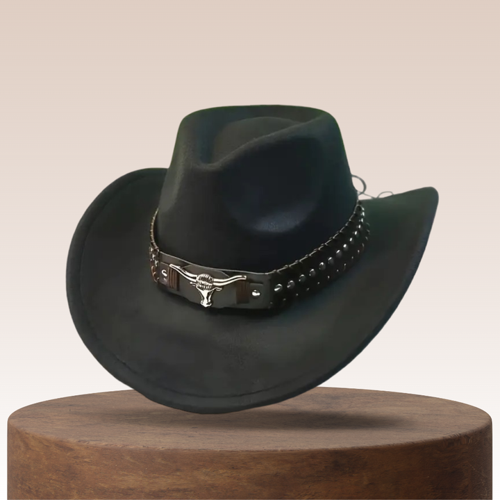 Dalton | Vintage bred skulderhatt med klassisk westernsjarm